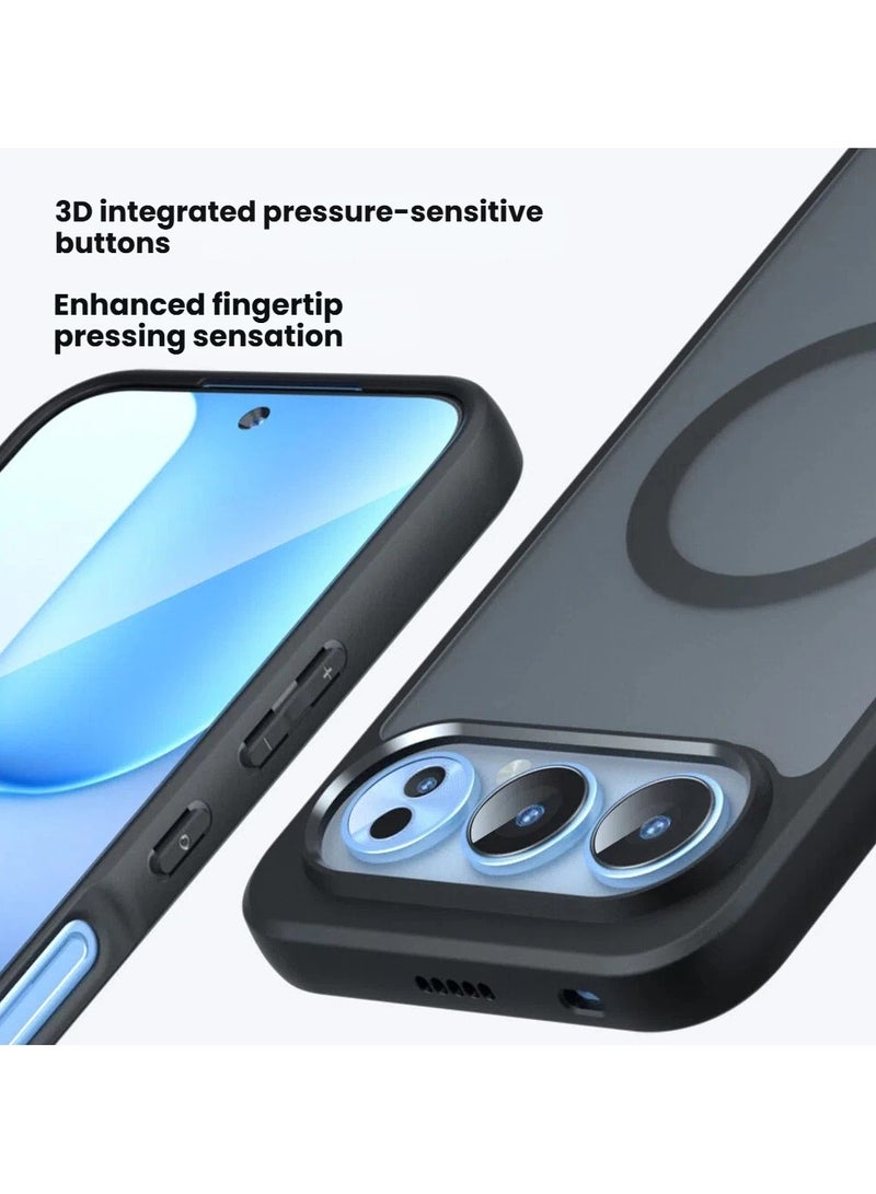 general Magnetic Protective Case Compatible with Honor 500/500Pro Matte Semi-Transparent Black Case with Anti-Yellowing Safety Airbag Protection PC + TPU Shock-Absorbing Protective Cover - Image 3