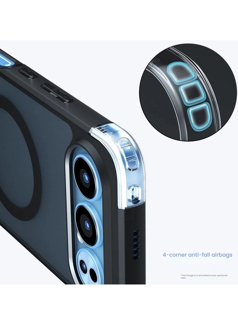general Magnetic Protective Case Compatible with Honor 500/500Pro Matte Semi-Transparent Black Case with Anti-Yellowing Safety Airbag Protection PC + TPU Shock-Absorbing Protective Cover - Image 2