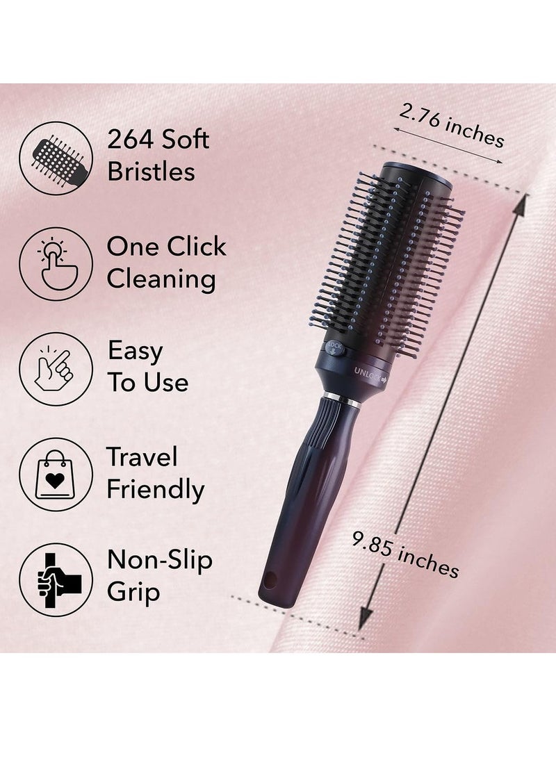 Zikra Navy Blue Self Cleaning Hair Brush Comb, Hair Detangling Comb Styling Comb, Detangler Brush Round Brush for Blow Out, Easy Clean Roller Hair Brushes for Women Men Birthday Gifts - Image 2