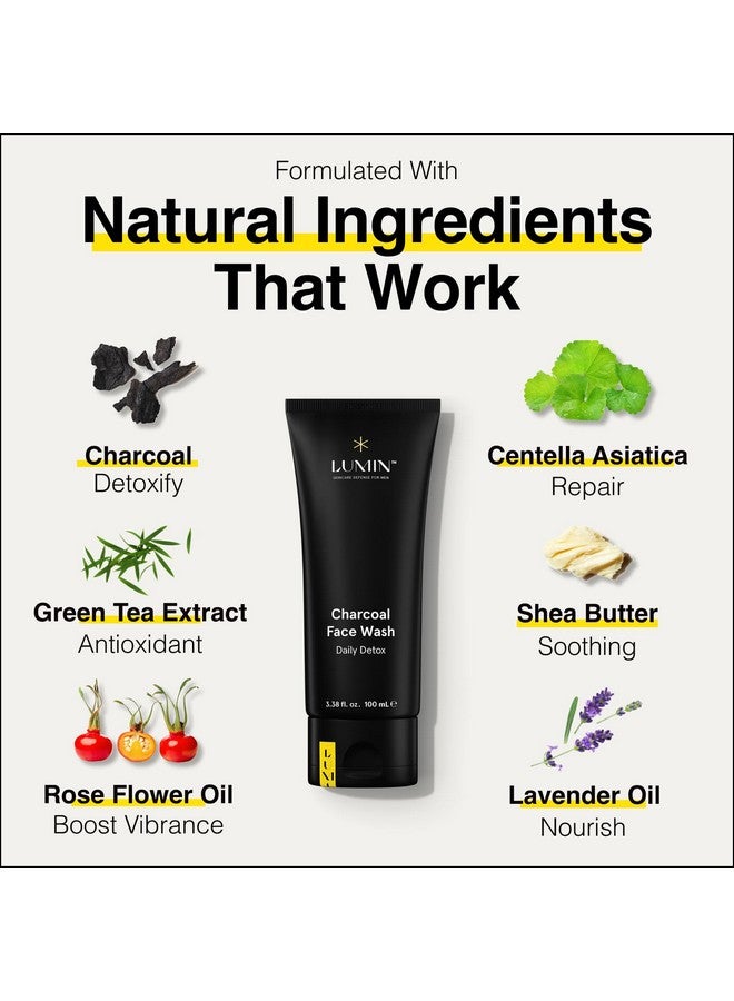 LUMIN Lumin Charcoal Face Wash for Men Skincare - Daily Detox, Hydrating Face Cleanser, Removes Impurities, Exfoliates, Unclogs Pores, Controls Oil, Soothes Irritation, All Skin Types, 1 Pack - Image 2