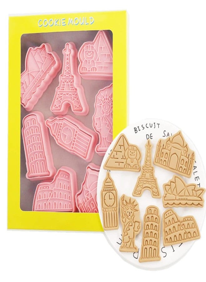 MayeBridge 8 Pieces Statue of Liberty Cookie Moulds For Baking Cookie Mould Press Eiffel Tower Cookie Mould Set Kitchen Tools Plastic Cookie Stamps (Statue of Liberty) - Image 1