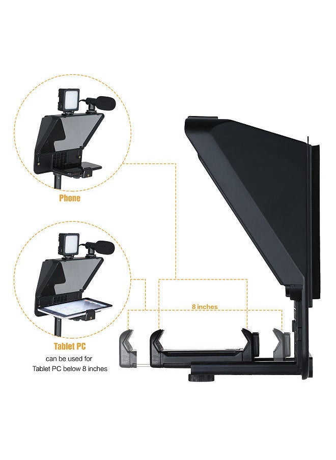 ANDOER - Andoer A10 Portable Smartphone DSLR Camera Teleprompter Prompter with Phone Holder Remote Control for Video Recording Live Streaming Interview Stage Presentation Speech - Image 1