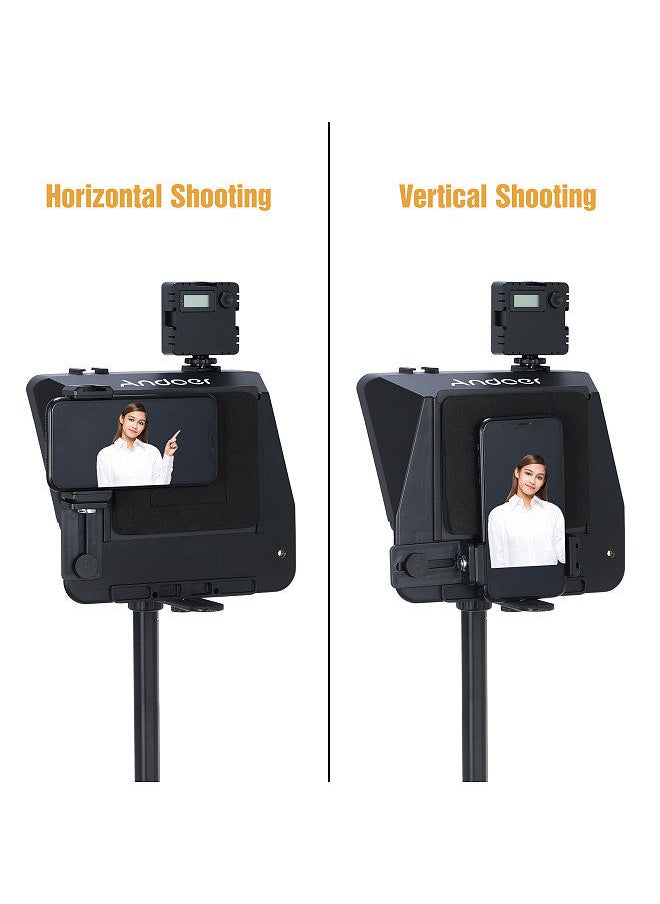 ANDOER - Andoer A10 Portable Smartphone DSLR Camera Teleprompter Prompter with Phone Holder Remote Control for Video Recording Live Streaming Interview Stage Presentation Speech - Image 1