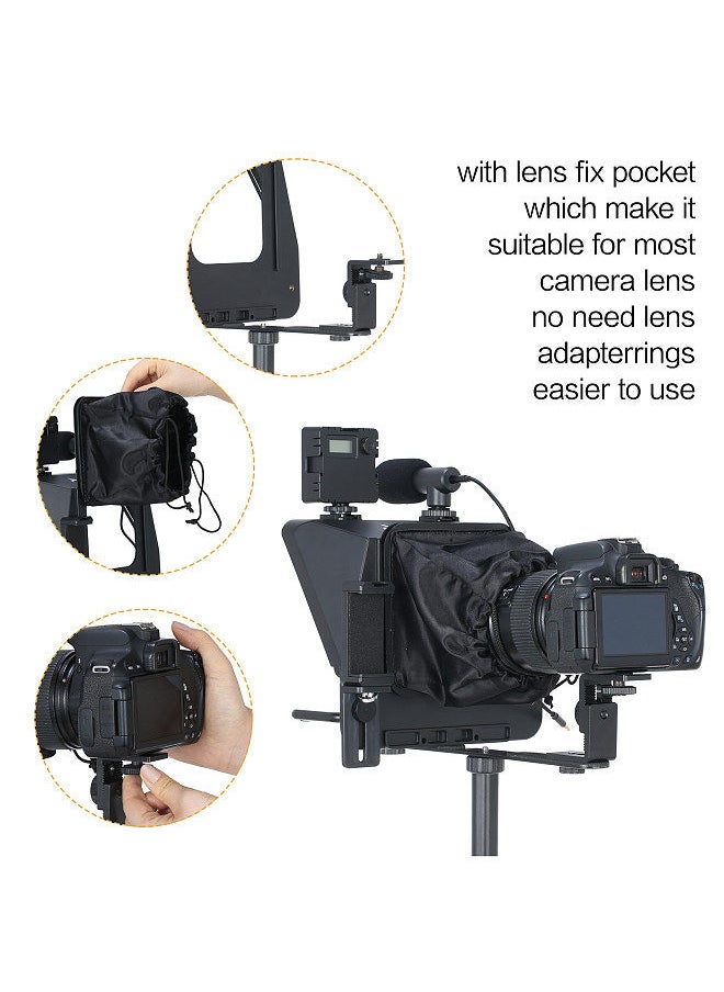 ANDOER - Andoer A10 Portable Smartphone DSLR Camera Teleprompter Prompter with Phone Holder Remote Control for Video Recording Live Streaming Interview Stage Presentation Speech - Image 1