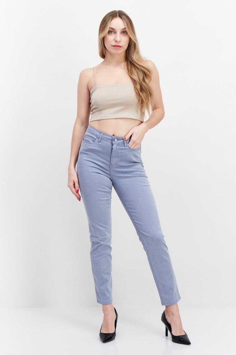 GUESS Women Skinny Fit Solid Denim Jeans, Dusty Blue - Image 3