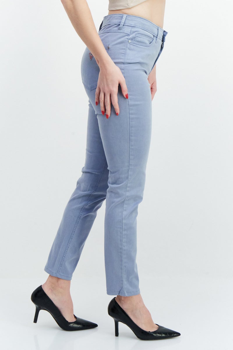 GUESS Women Skinny Fit Solid Denim Jeans, Dusty Blue - Image 2