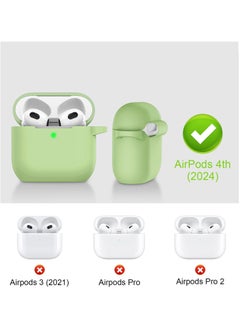 Generic Compatible With Airpods 4 Case Cover - 2024 Airpod 4th Generation Soft Silicone Case with Lanyard and Keychain for Women, Shockproof Drop Protection Scratch Resistant Cute (Green)  - Image 2