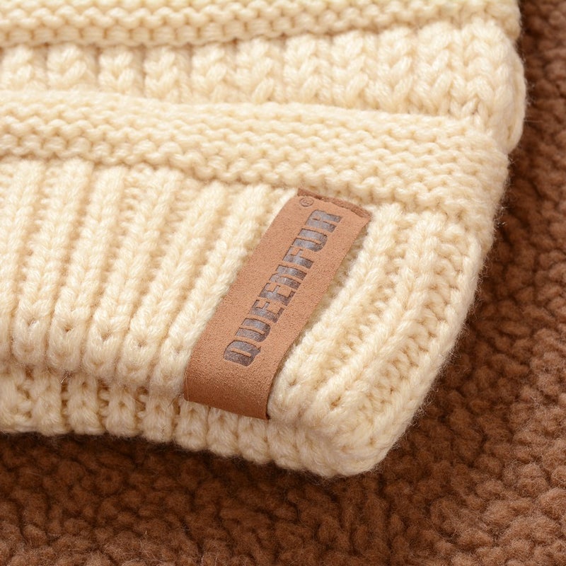QUEENFUR Women Knit Slouchy Beanie Chunky Baggy Hat with Faux Fur Pompom Winter Soft Warm Ski Cap - Image 5