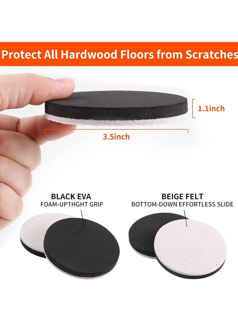 16 PCS Felt Furniture Movers Sliders for Hardwood & Vinyl Floors, 3.5" Round Reusable Felt Furniture Moving Pads, Sliders for Moving Heavy Sofa Table Couch Cabinet, Glides Easily and Quickly  - Image 2