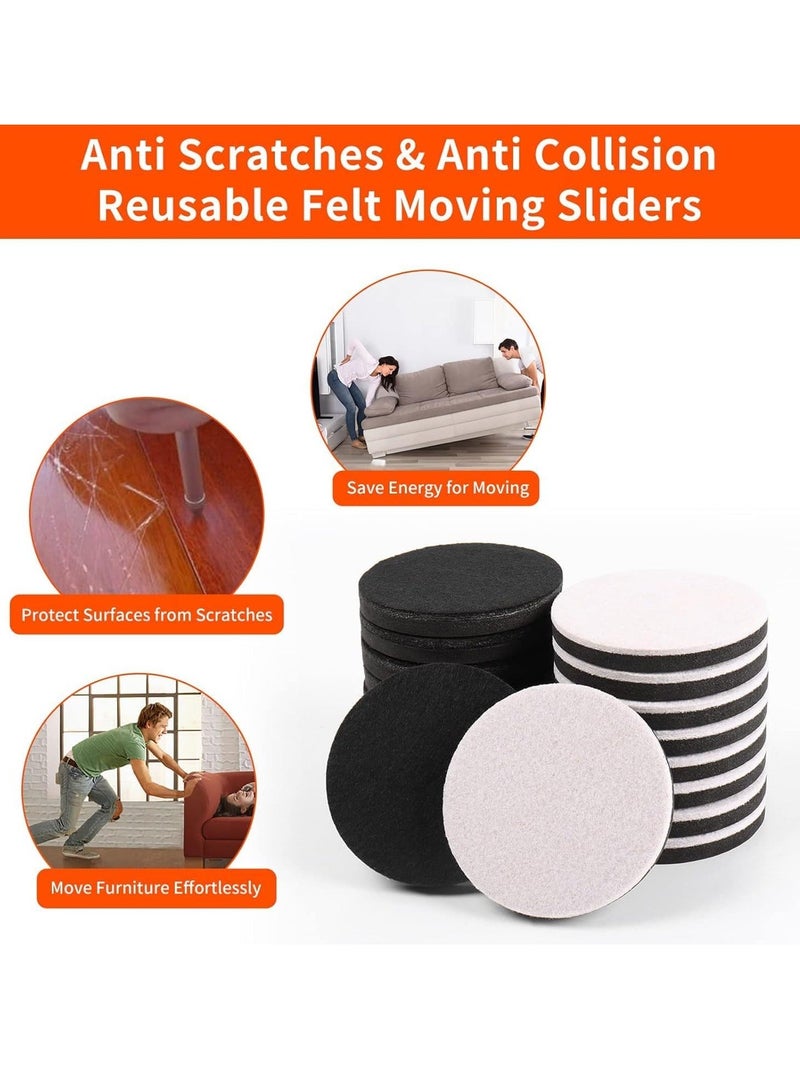 16 PCS Felt Furniture Movers Sliders for Hardwood & Vinyl Floors, 3.5" Round Reusable Felt Furniture Moving Pads, Sliders for Moving Heavy Sofa Table Couch Cabinet, Glides Easily and Quickly  - Image 5