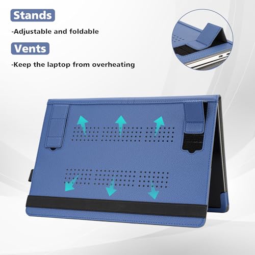 TT TYTX TYTX MacBook Pro Case 13 Inch, PU Leather Laptop Case with Vents and Stand Function, Blue - Image 3