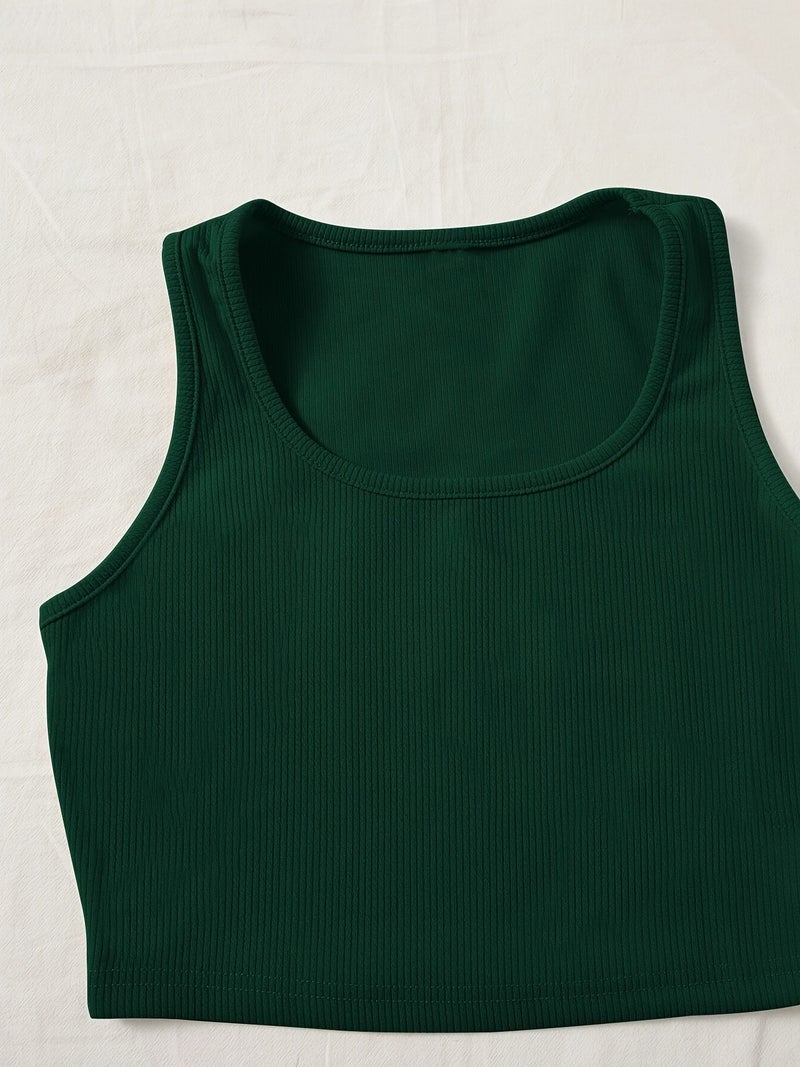 Women's Green Sleeveless Tank Top & Drawstring Shorts Set - Casual, Solid Color - Image 5