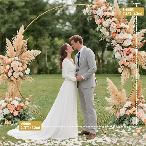 JEBUTU 72ft Round Backdrop Stand Circle Gold Balloon Arch Metal Wedding Backdrop Ring Stand Frame for Party Birthday Baby Shower Flower Decorations Ceremony Anniversary Bridal - Image 3