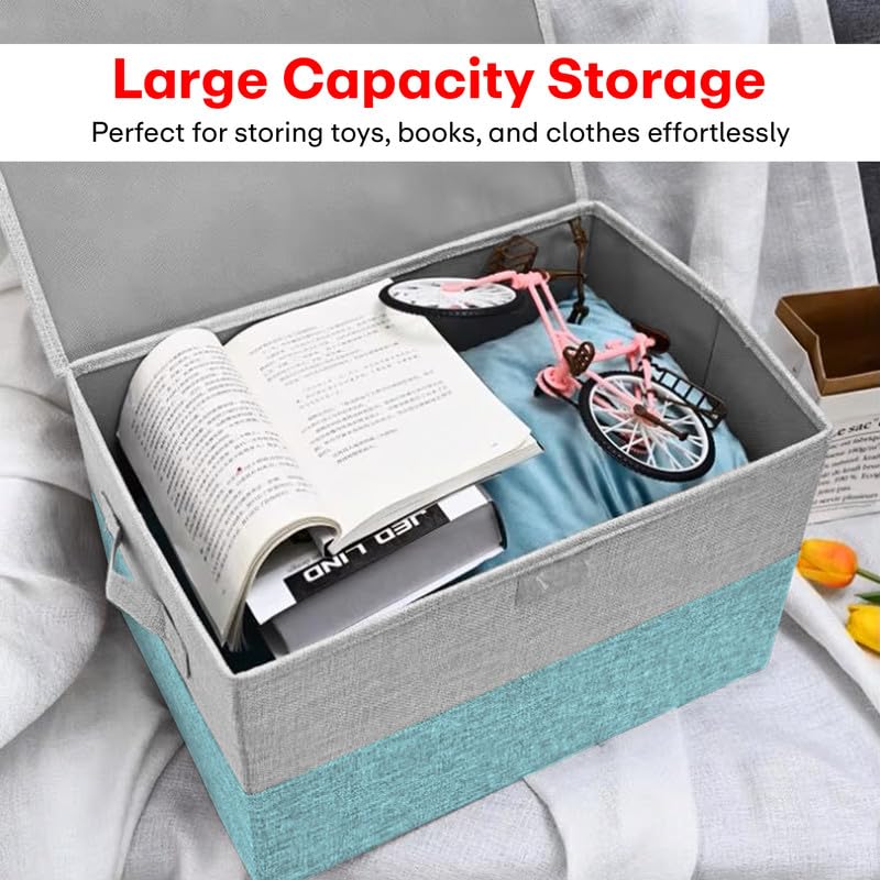 PRIME PICK Line Cloth Storage Box LACKBLUE Large Capacity Foldable Storage Organizer for Clothes Bedding Toys and Seasonal Items Durable Dustproof Waterproof Pack of 3 LACKBLUE - Image 5