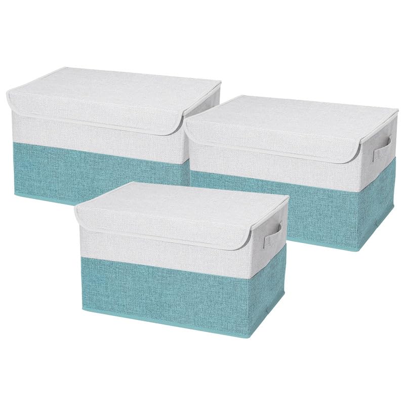 PRIME PICK Line Cloth Storage Box LACKBLUE Large Capacity Foldable Storage Organizer for Clothes Bedding Toys and Seasonal Items Durable Dustproof Waterproof Pack of 3 LACKBLUE - Image 1