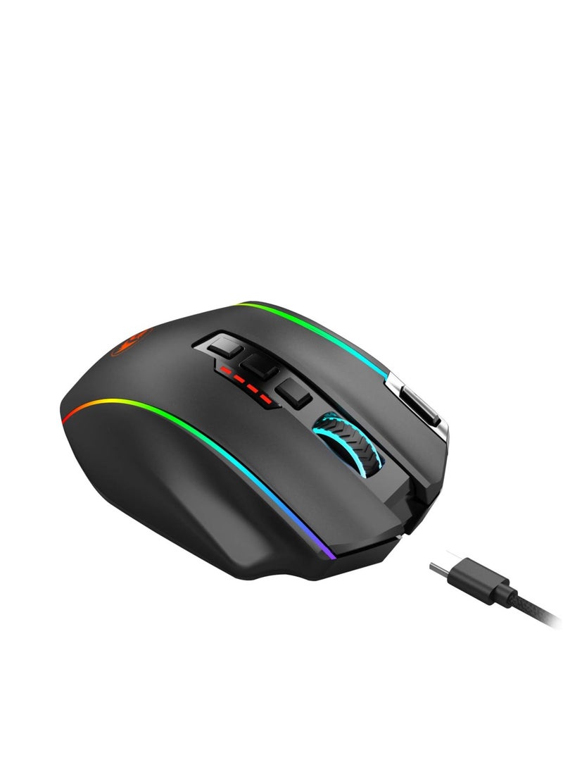 REDRAGON - Redragon M901P-KS Gaming Mouse - 16 Programmable Buttons, 16000 DPI (Wireless, Black) - Image 1