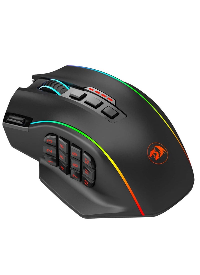 REDRAGON - Redragon M901P-KS Gaming Mouse - 16 Programmable Buttons, 16000 DPI (Wireless, Black) - Image 1