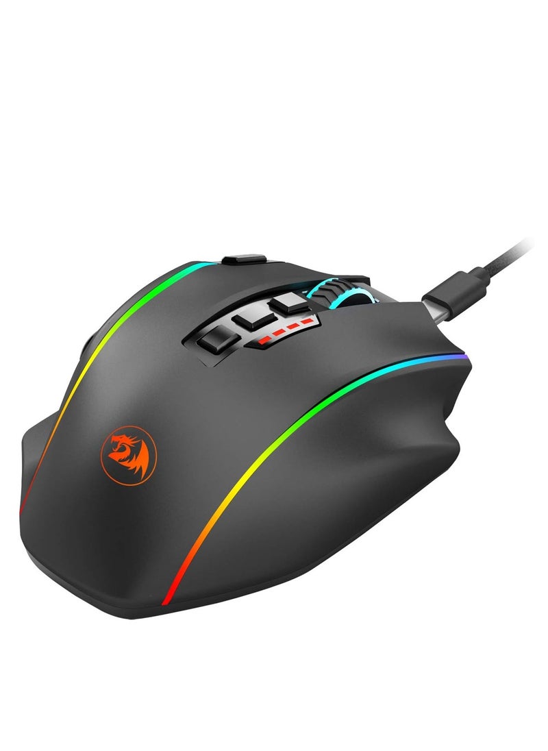 REDRAGON - Redragon M901P-KS Gaming Mouse - 16 Programmable Buttons, 16000 DPI (Wireless, Black) - Image 1