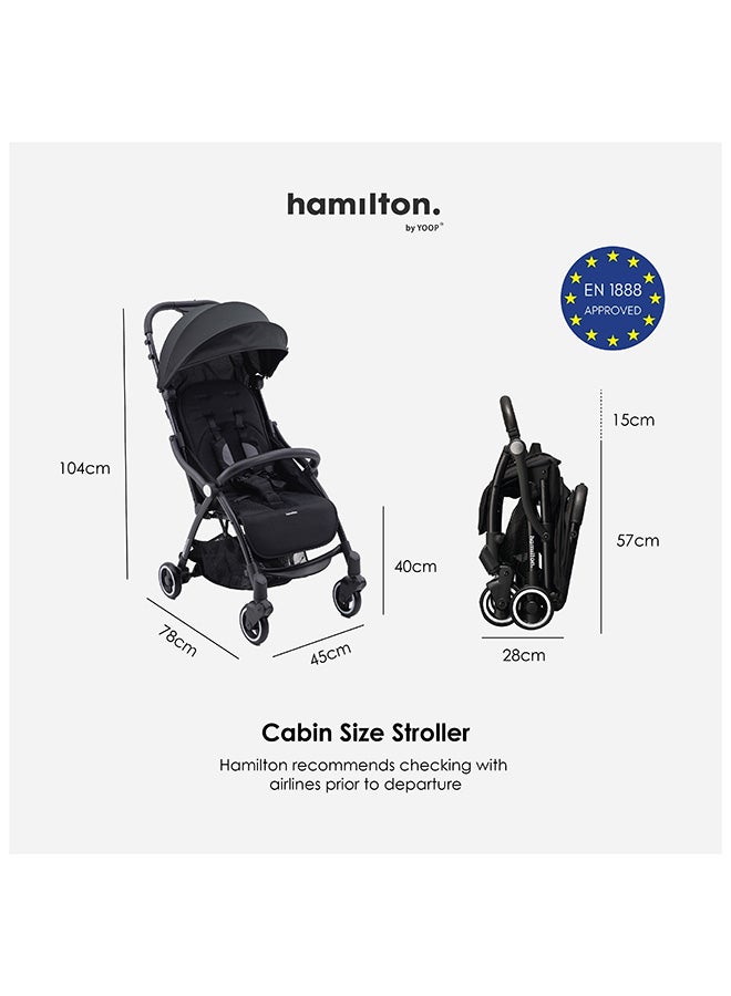 Hamilton Everyday Stroller Black MagicFold Cabin-Size Infant to 6 Years Travel System Ready SPF 50+ Canopy Magnetic Buckle Lightweight All-Wheel Suspension - Image 3