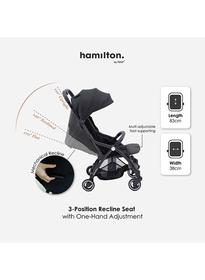 Hamilton Everyday Stroller Black MagicFold Cabin-Size Infant to 6 Years Travel System Ready SPF 50+ Canopy Magnetic Buckle Lightweight All-Wheel Suspension - Image 4