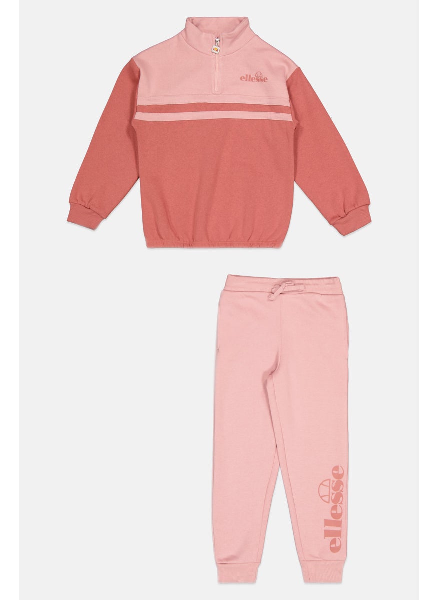 Ellesse Toddlers Girl 2 Pcs Brand Logo Outdoor Tracksuit, Pink  - Image 1