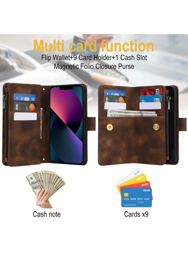 زبون جراب لهاتف iPhone 13 mini Dream 9 - جراب هاتف جلدي مزود بسحاب للبطاقات بتقنية RFID مع حبل - Image 5