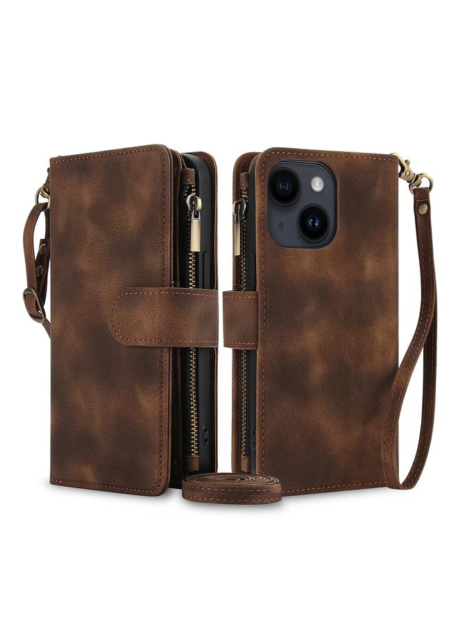 زبون جراب لهاتف iPhone 13 mini Dream 9 - جراب هاتف جلدي مزود بسحاب للبطاقات بتقنية RFID مع حبل - Image 1