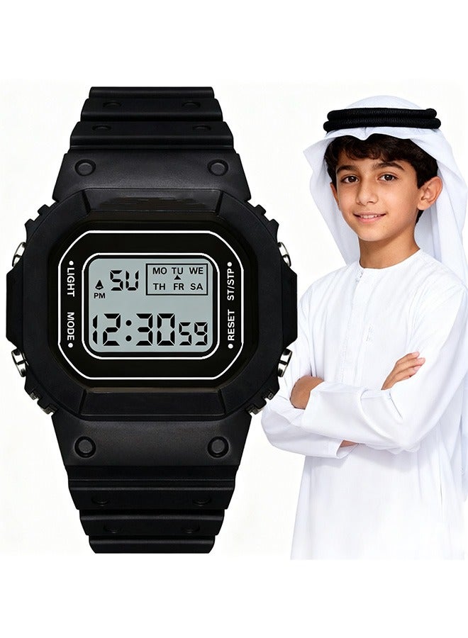 Classic Digital Watches For Men And Women, Outdoor Sports Leisure Waterproof Watch, Multi Functional Student Electronic Watch(Black) - Image 1