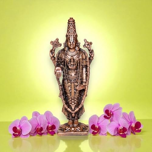 RAISOM Pure Copper Mini Balaji Idol | Antique Platina Finish | Ideal for Home Temple, Car Dashboard, Gifting, Housewarming & Home Decor | Height: 3.5 Inch Weight: 85 Grams - Image 5