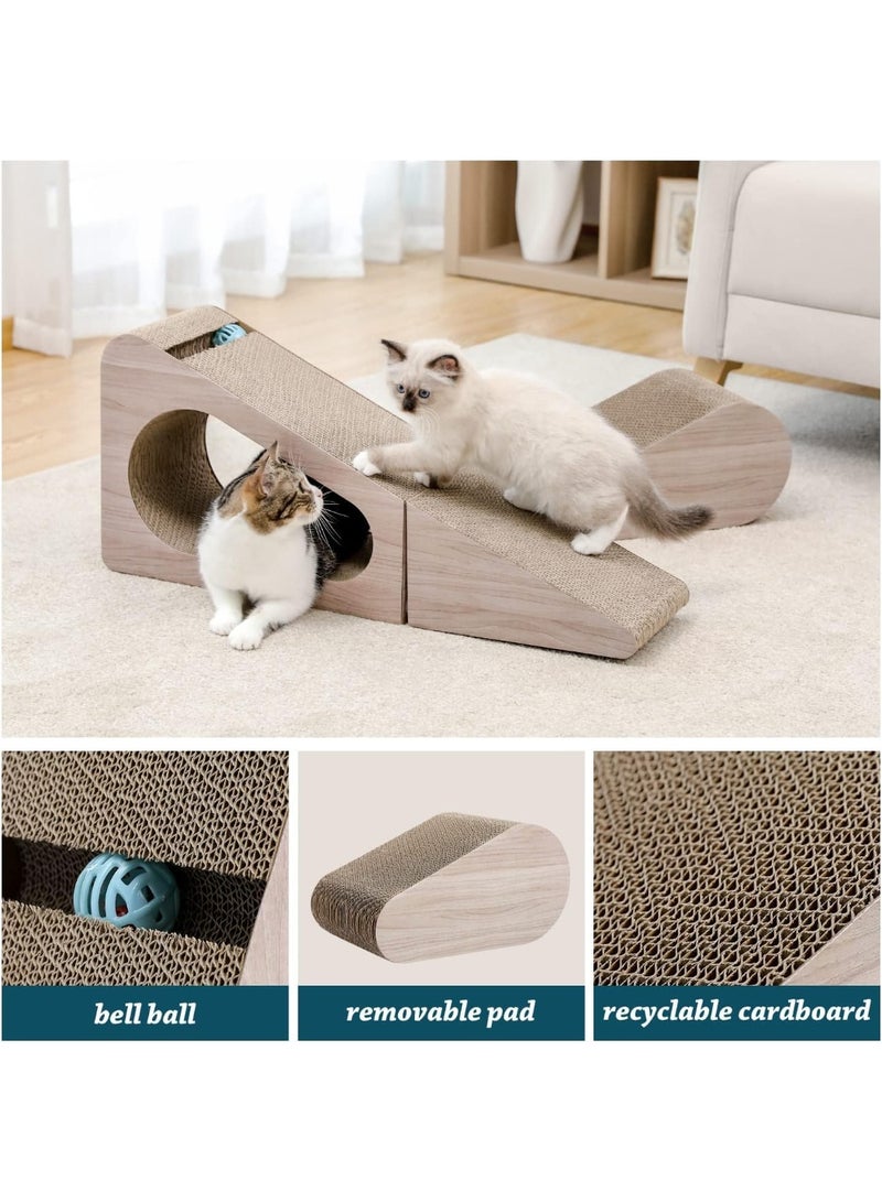 اليسا عمود خدش للقطط، 2 في 1 كبير 72 سم/28.3 بوصة، لوح خدش مموج للقطط، وسادة خدش ثلاثية الجوانب مع كرات للقطط والقطط الصغيرة التي تعيش في المنزل - Image 3