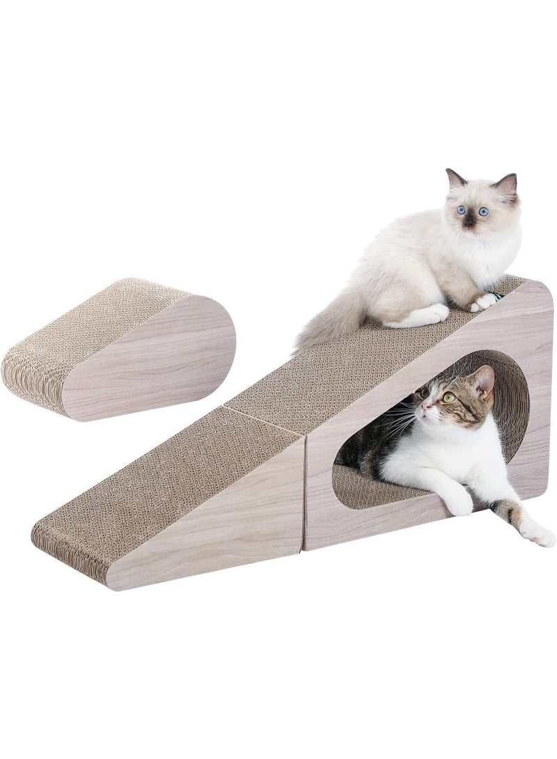 اليسا عمود خدش للقطط، 2 في 1 كبير 72 سم/28.3 بوصة، لوح خدش مموج للقطط، وسادة خدش ثلاثية الجوانب مع كرات للقطط والقطط الصغيرة التي تعيش في المنزل - Image 1