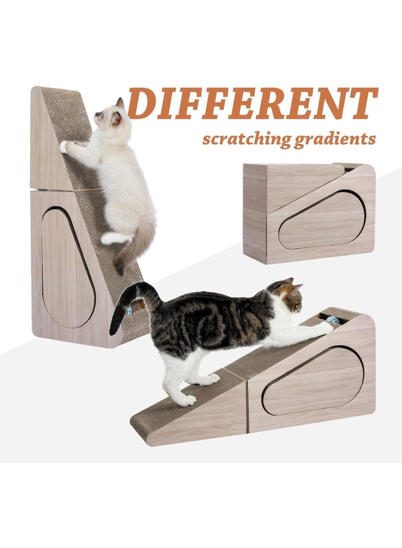 اليسا عمود خدش للقطط، 2 في 1 كبير 72 سم/28.3 بوصة، لوح خدش مموج للقطط، وسادة خدش ثلاثية الجوانب مع كرات للقطط والقطط الصغيرة التي تعيش في المنزل - Image 2