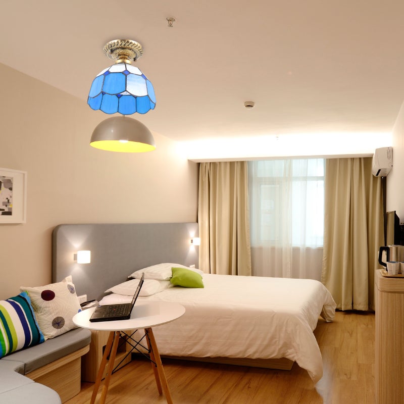 1pc Mediterranean Style Indoor Ceiling Light Indoor Glass Craft Ceiling Light - Image 4