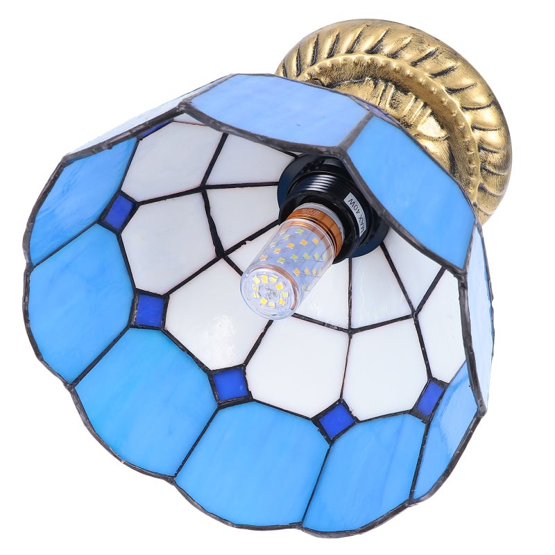 1pc Mediterranean Style Indoor Ceiling Light Indoor Glass Craft Ceiling Light - Image 1