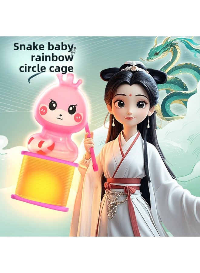Year Of The Snake Lantern Rainbow Circle Special For Cartoon Snake Baby Luminous Elastic Rainbow Circle Spring Ring Toy Wholesale-Colour:Snake Baby Rainbow Circle  - Image 3