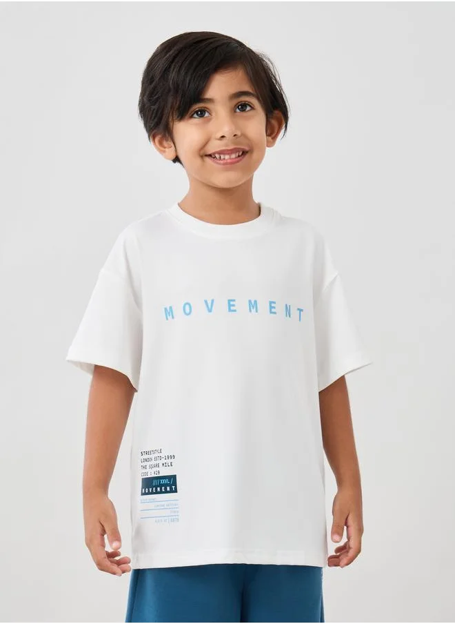 Styli Styli Boys Typography Print Oversized Tee and Shorts Set