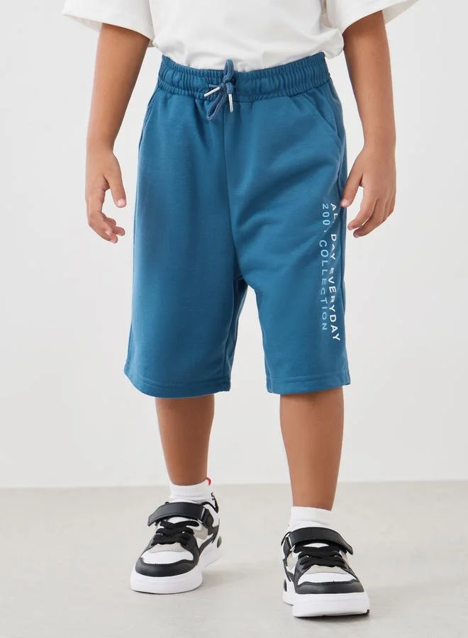 Styli Styli Boys Typography Print Oversized Tee and Shorts Set