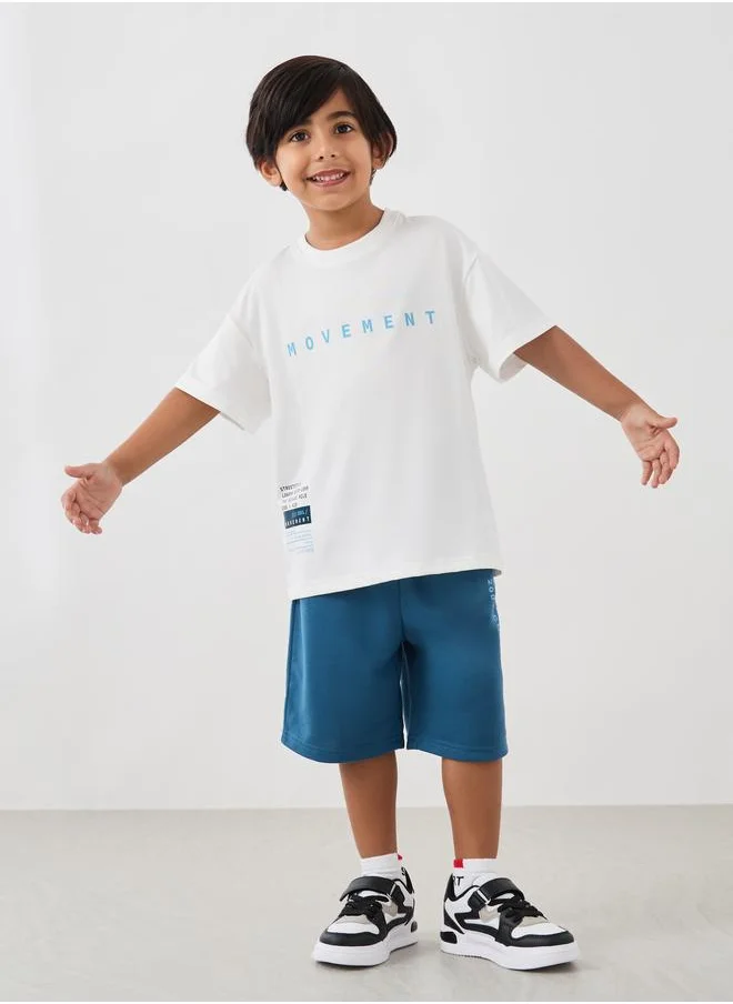 Styli Styli Boys Typography Print Oversized Tee and Shorts Set
