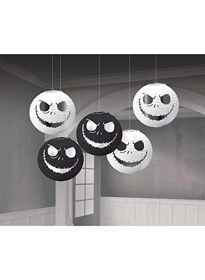 Amscan ?Disney Tim Burton's Nightmare Before Christmas Mini Lanterns - (5") Pack of 5 - Black & White Foil Hot-Stamp - Perfect Party Decor for Halloween & Festive Atmosphere  - Image 2
