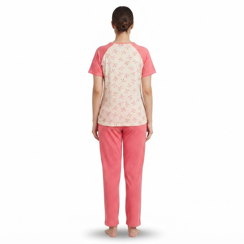 JOANNA 2-Piece Pajama Set Short Sleeve Printed Top and Pants Soft Sleepwear for Women - Image 2