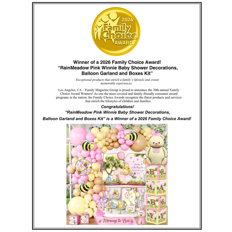 RainMeadow 268 Pieces Winnie Baby Shower Decorations Kit, All-in-1 Whimsical the Pooh Party Pack With Balloon Arch, Guestbook Poster, Baby Boxes with Letters - Yellow, Pink, Green - Image 2