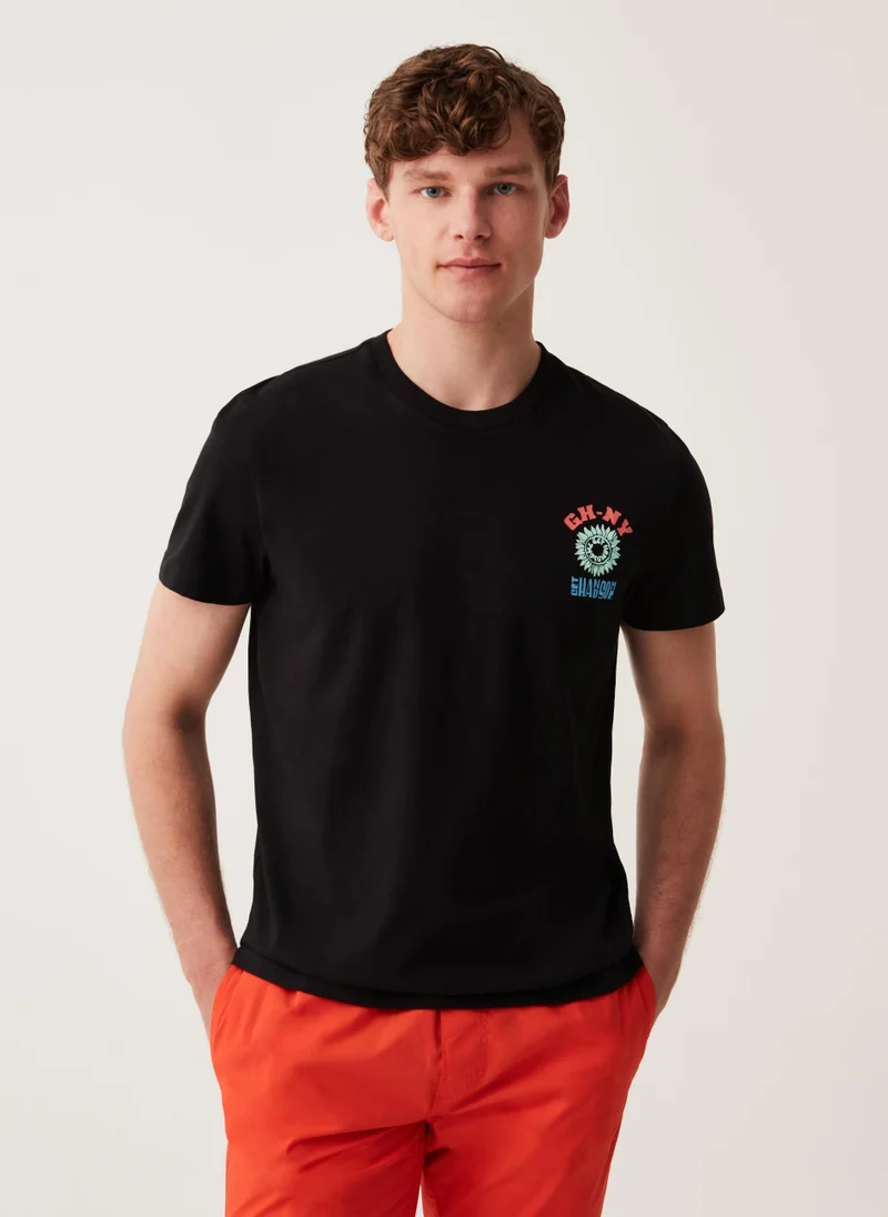 او في اس Ovs Cotton T-Shirt With Grand&Hills Print