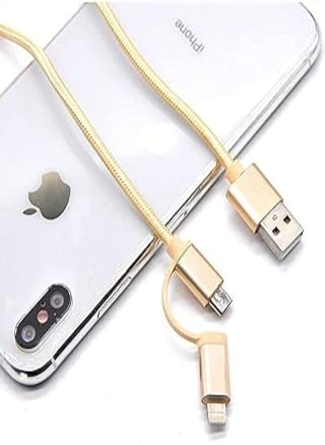 Generic - Keendex kx 2584 2 in 1 usb charging and data sync cable for lighting (iphone) and micro (android), 1 meter - gold, lightning - Image 1