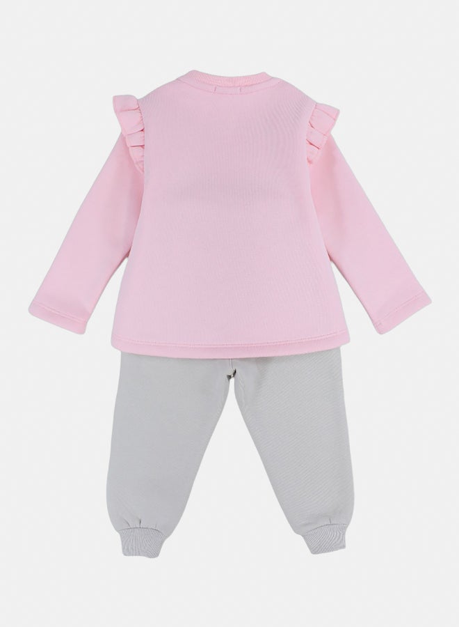 اوركيدز طقم بيجامة بناتي قطن وردي بطبعة بومة - Image 3