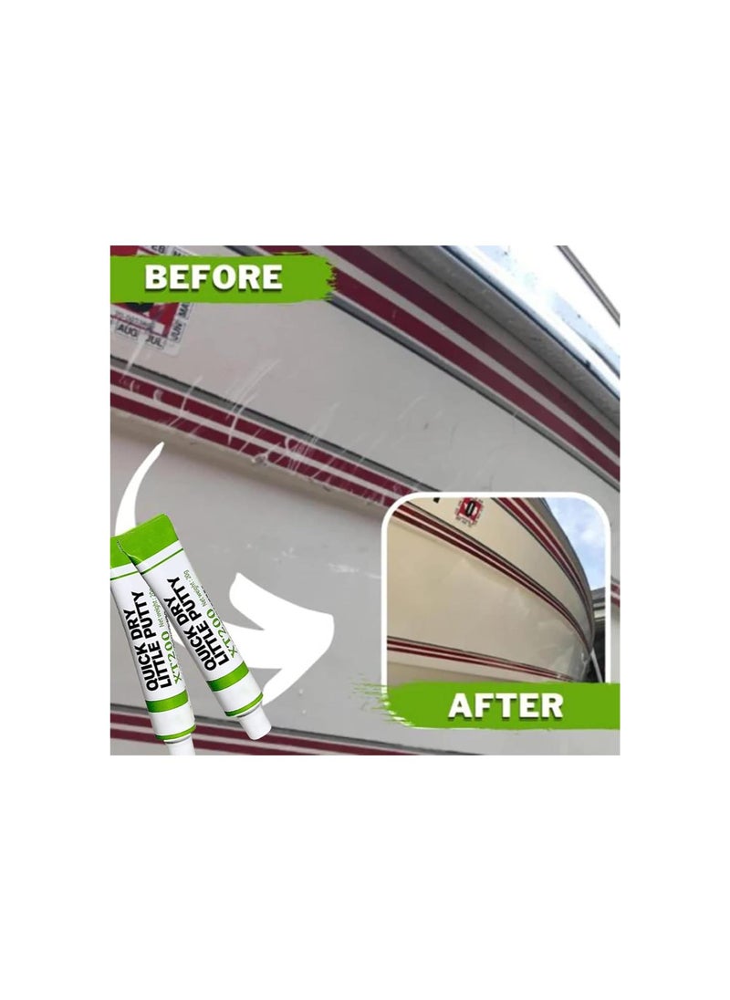 Gogolonge Fiberglass Boat Repair Paste - instafix Fiberglass Boat Repair Paste, XT200 Quick Dry Little Putty with Scraper Kit, Car Scratch Remover Touch Up Paste Fix Tools (5 PCS, White)
