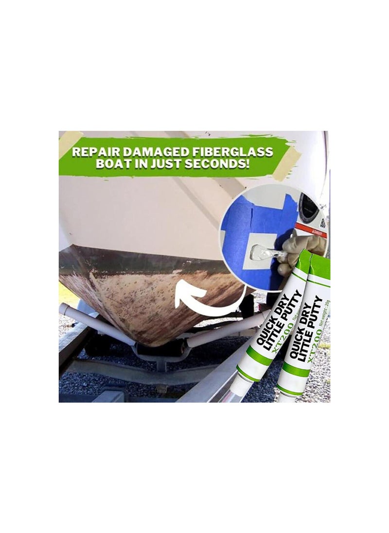 Gogolonge Fiberglass Boat Repair Paste - instafix Fiberglass Boat Repair Paste, XT200 Quick Dry Little Putty with Scraper Kit, Car Scratch Remover Touch Up Paste Fix Tools (5 PCS, White)