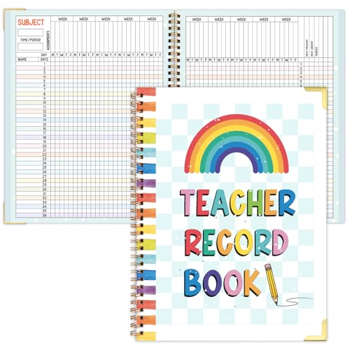 Dapsang Teacher Record Book Spiral Bound Teacher Grade Book with Metal Corner Protector, 100gsm Thick Paper, Waterproof Thick Cover, Favors Gift Gradebook for Teachers Double-Sided Color Printing 8.3''x11.4'' - Image 1