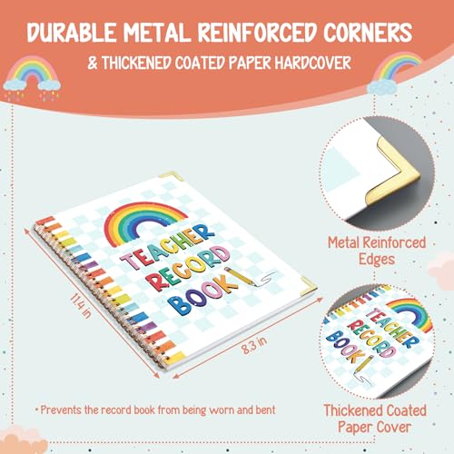 Dapsang Teacher Record Book Spiral Bound Teacher Grade Book with Metal Corner Protector, 100gsm Thick Paper, Waterproof Thick Cover, Favors Gift Gradebook for Teachers Double-Sided Color Printing 8.3''x11.4'' - Image 2