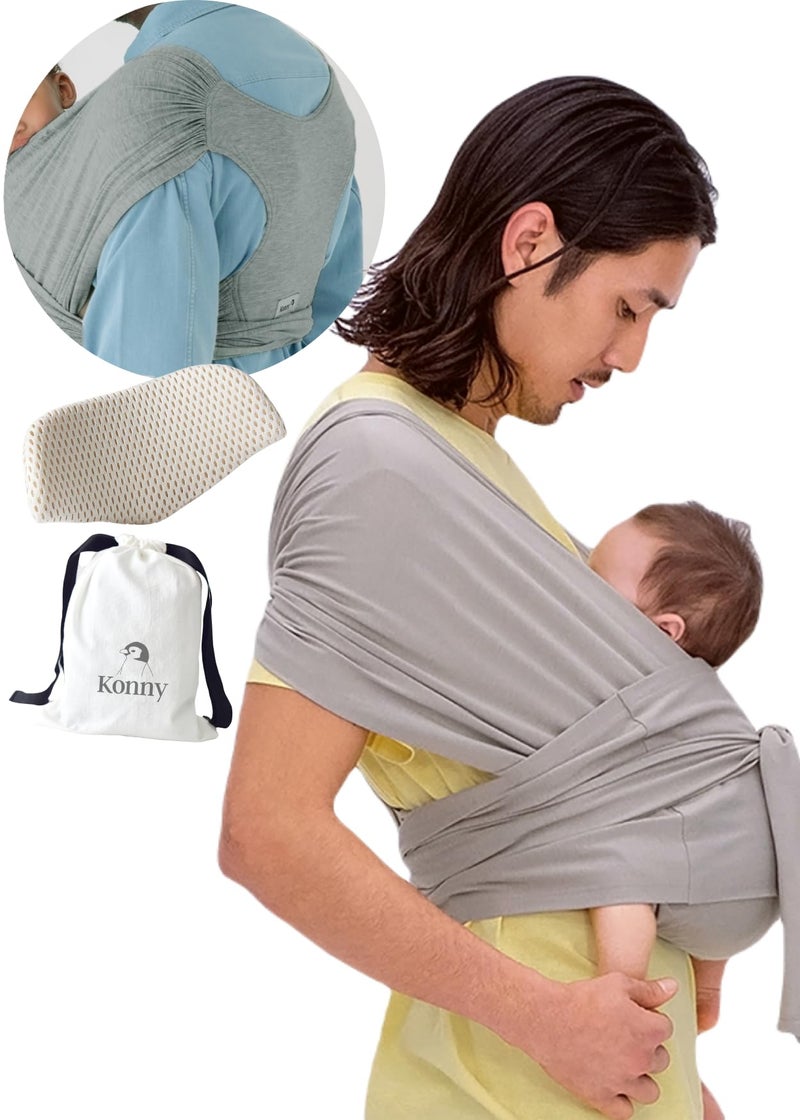 Konny Baby Carrier Flex SoftBreeze with Head Support Adjustable Easy to Wear HandsFree Breathable Baby Wrap Sling Perfect for Newborn Babies Essentials up to 44 lbs XSXL Khaki Grey - Image 2