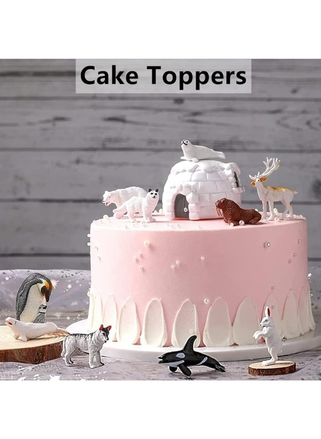 NatureMan 10pcs Arctic Animals Figurines,Mini Arctic Animal Toy Set, Arctic Circle Ocean Sea Animal Figurines Playset for Kids Educational Toys -Cake Toppers - Image 1